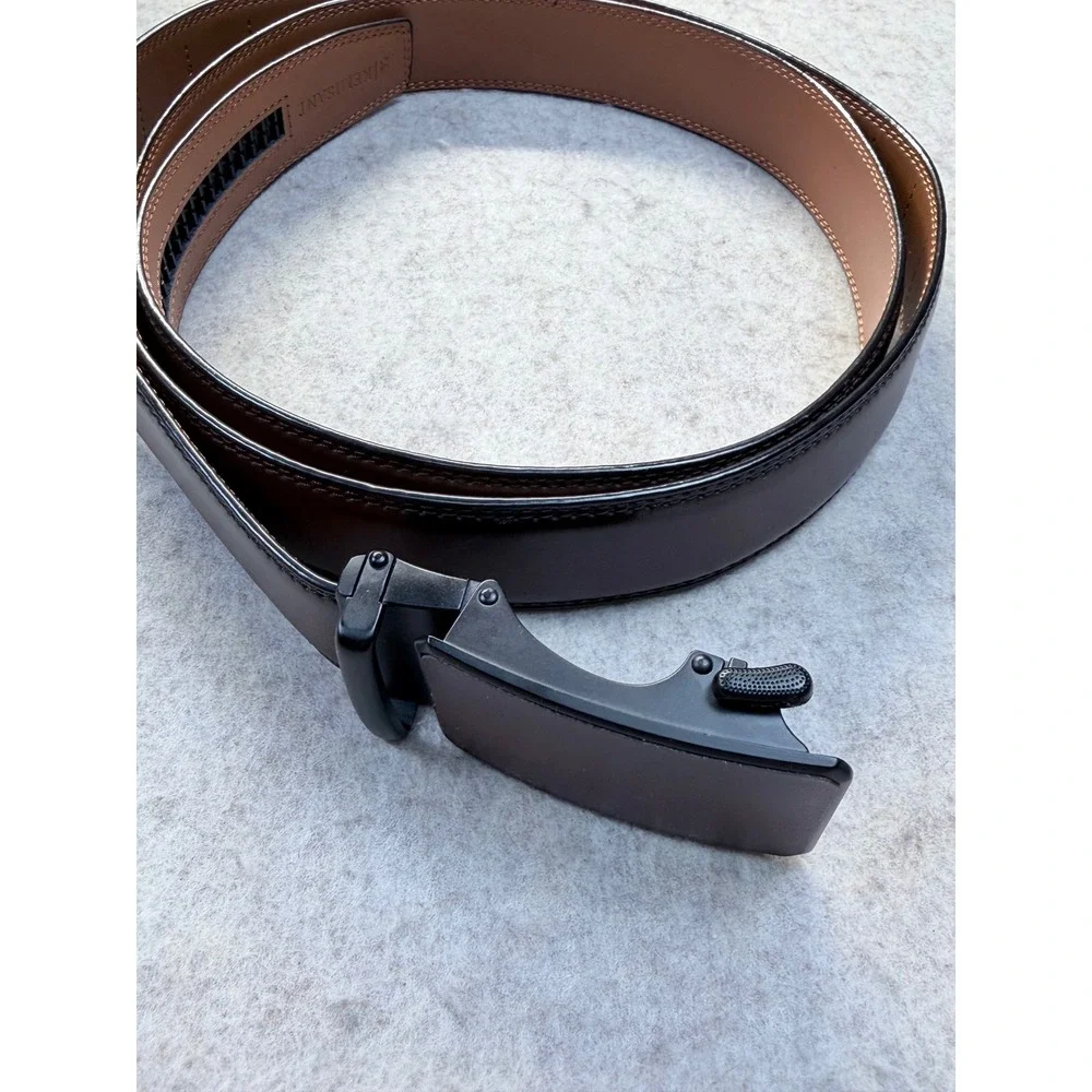 Kemisant Ratchet Belt Men Adjustable Brown Leather Automatic Slide Dress 28